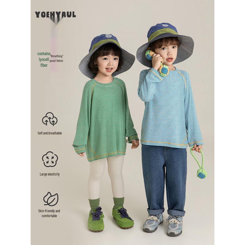 Yooyoo Kids' Lyocell Striped Long-Sleeve T-Shirt