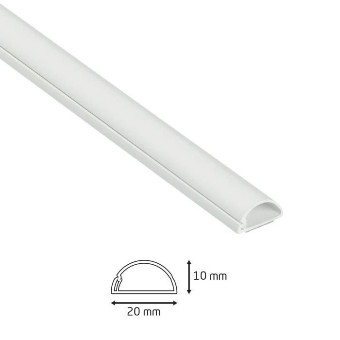 D-line micro+ moulure décorative en demi-cercle - 1m2010w - goulotte électrique - cache-câble - 20mm x 10mm - 1m
