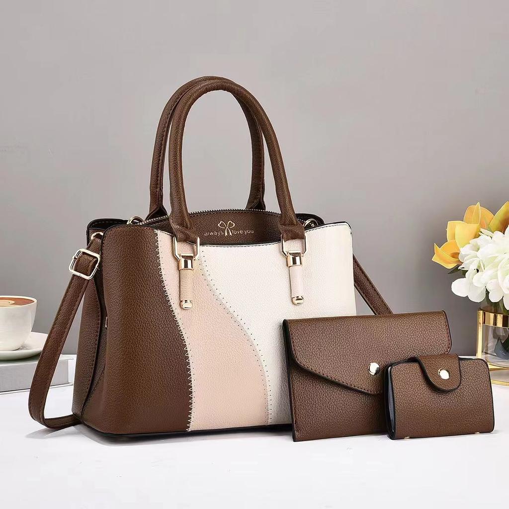 Women's Bag Three Sets of New Color Contrast Handbag Large Capacity Mother Fashion Women's Bag Foreign Crossbody Bag Women's Shoulder Bag