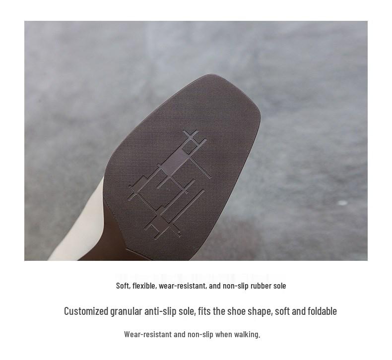 Women's Fashion Chunky Heel Slip-On Square Toe High Heels - British Style Leather Shoes for Autumn/Winter 2025