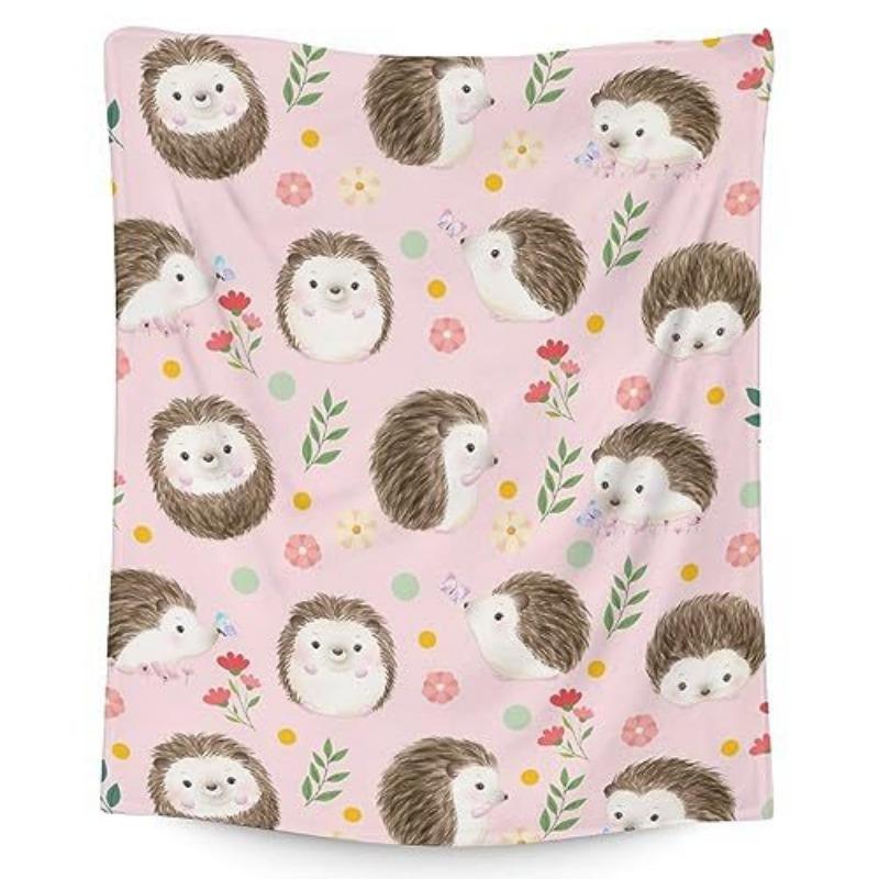 Hedgehog Print Blanket Soft Children's Flannel Blanket for Girls Gift Blanket Living Room Decorative Blanket