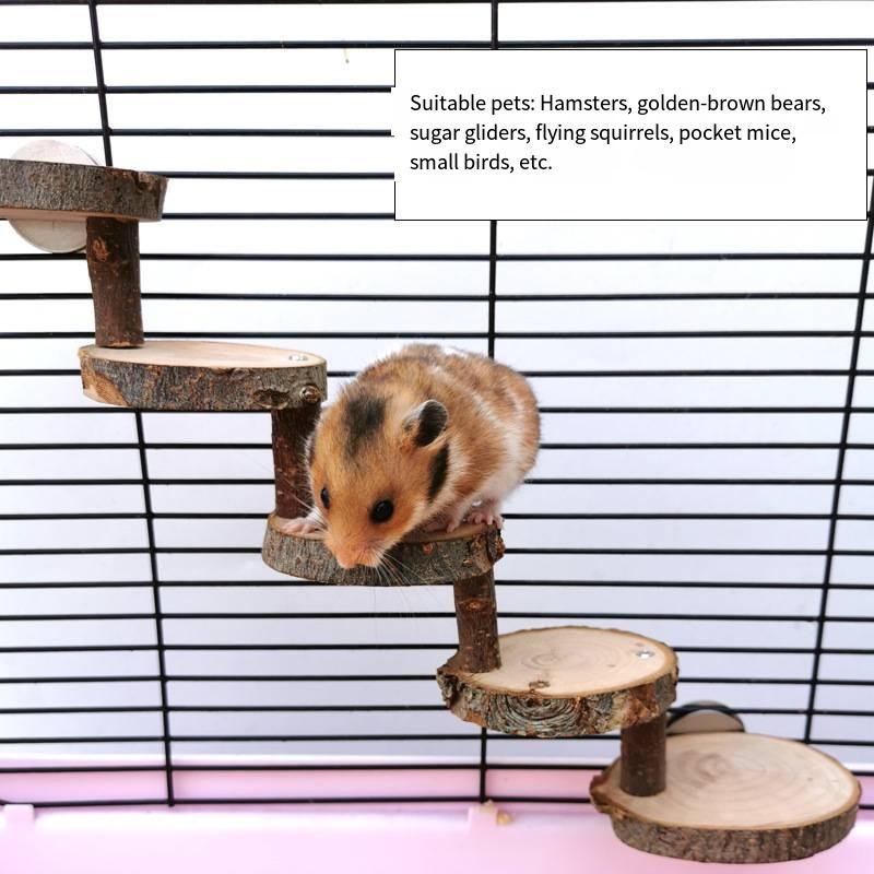 Hamster Wooden Climbing Ladder Teething Steps Golden Silk Bear Apple Wood Chew Toys Honey Possum Tree Rat Habitat Decorations