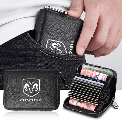 Genuine Leather Car Driver's License ID Card Bank Card Wallet for Journey Ram 1500 Dart Dakota Durango Challeager NITRO SRT Charger