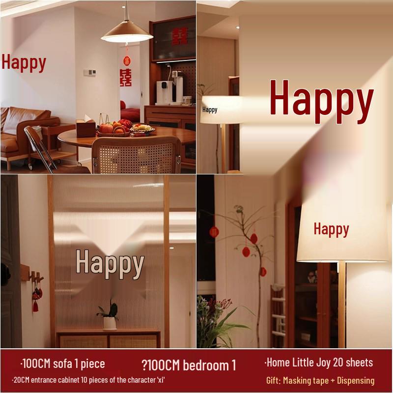Double Happiness Stickers for Wedding Room Decoration - Perfect for Bride and Groom's Living Room or Bedroom.