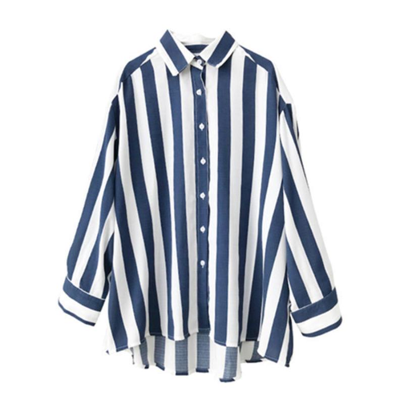Spring Autumn Striped Printed Long Sleeve Shirt Women Loose Casual Blouse Female Elegant Fashion Buttuns Top
