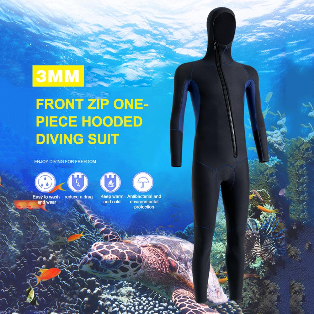 Neopren Tauchschutzkleidung Mit Kapuze Unisex Schnorcheln Surfen Badeanzug Kälteschutz Warm Mit Reißverschluss Wassersportausrüstung