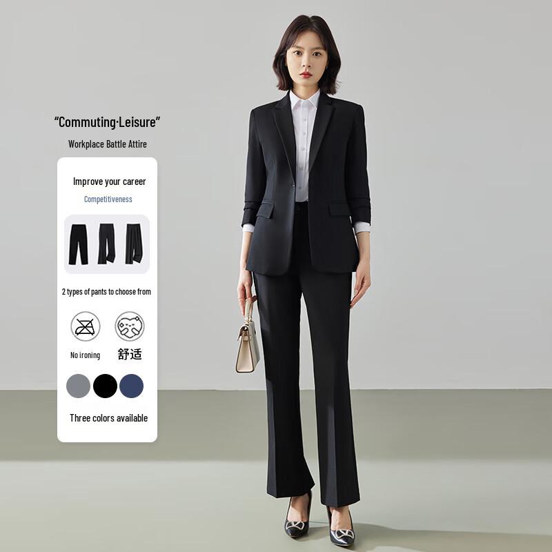 

Tluoman Women s Single-Button Business Casual Suit Set M