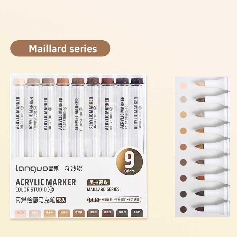 9pcs Color Studio Markers Set Soft Head Brush for Art Painting Drawing Manga Sketch Rocks Fabric