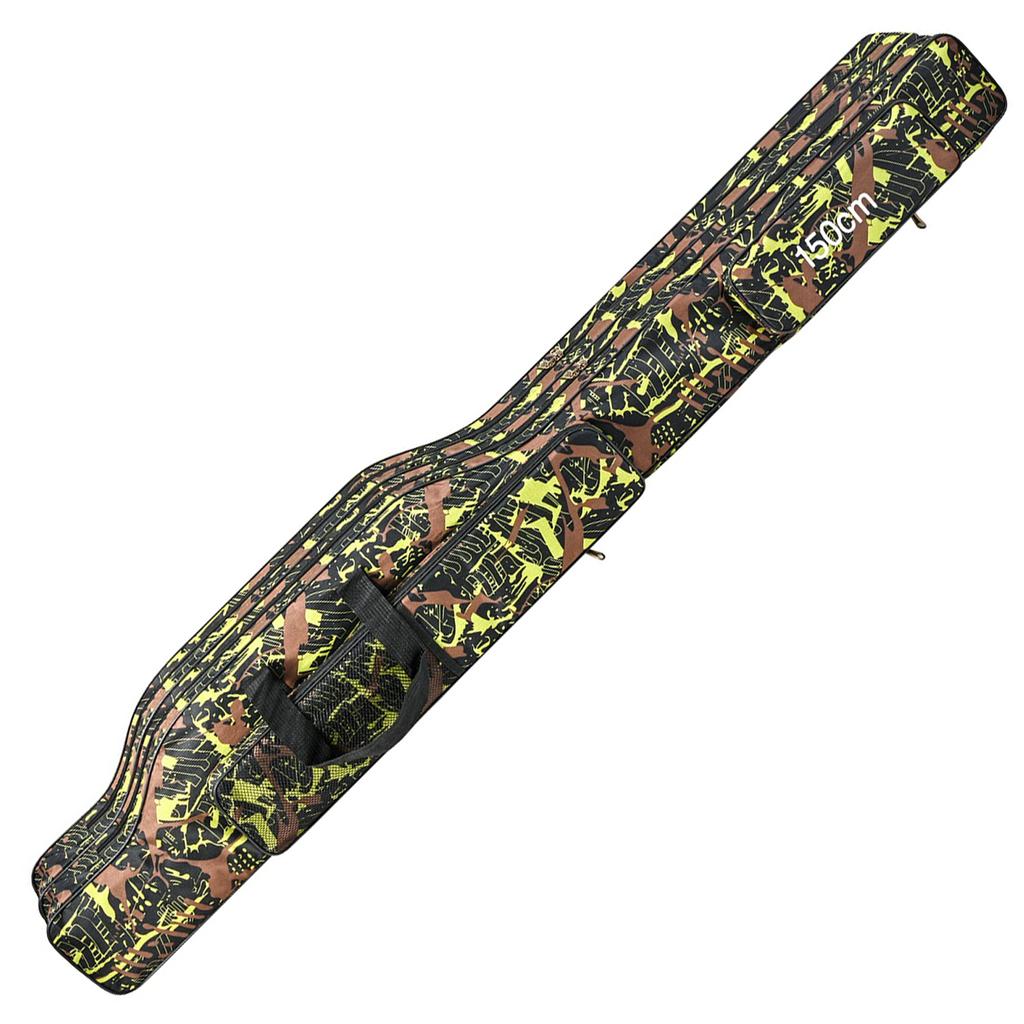2 Layers 600D Oxford Fishing Rod Case Fishing Pole Case & Bag Fishing Reel Tackle Storage Bag Case for Fishing Gear & Equipment