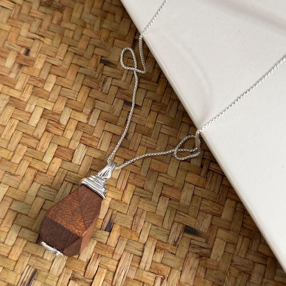 Wood Drop Pendant Jewelry Necklace Alloy Chain White Pearl Necklace Pearl Sweater Chain Gifts