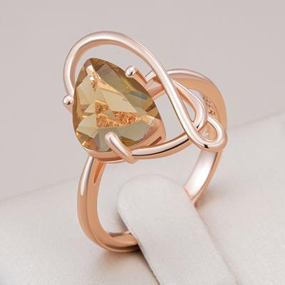 Brown Natural Zircon Ethnic Bridal Ring For Women Fashion Geometry  Rose Gold Color High Quality Daily Fine Jewelry