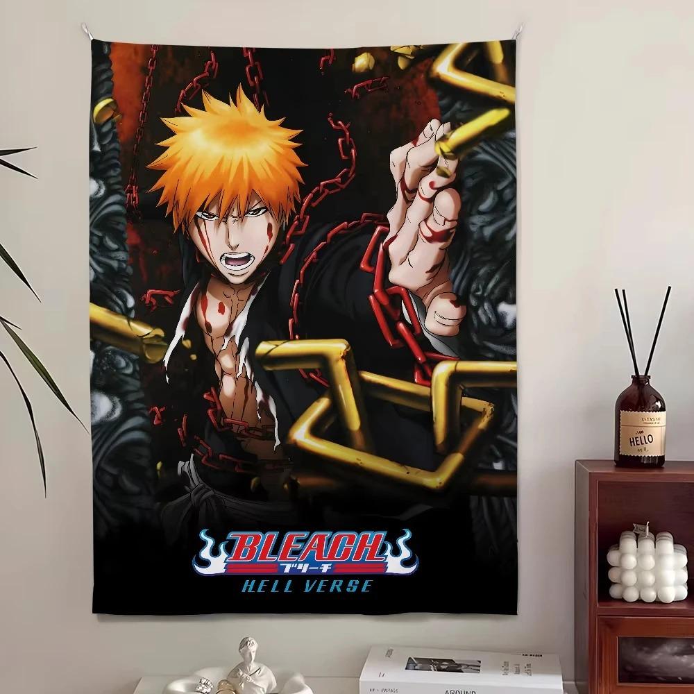 Bleach Monochrome Manga Tapestry Multiple Sizes High Precision Print Ichigo Kurosaki Anime Theme Polyester Wall Decor