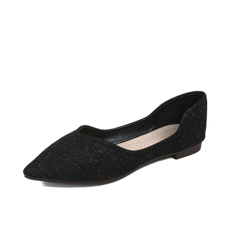 Fashion Flat-Soled Womens Shoes Summer New Pointed-Toed Shallow Mouth Casual Shoes Fashion Versatile Doudou Shoes Women Large Size 34-43