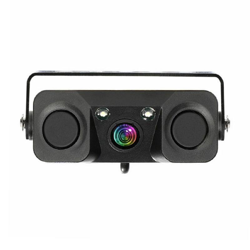 Universal HD Car Rear View Camera 3 In 1 Parking Radar Detector Sensor Waterproof Night Vision LED Light