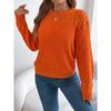 Fashionable Women's Oversized Relaxed-Fit Solid-Colour Lace-Up Lantern-Sleeve Pullover Knitwear