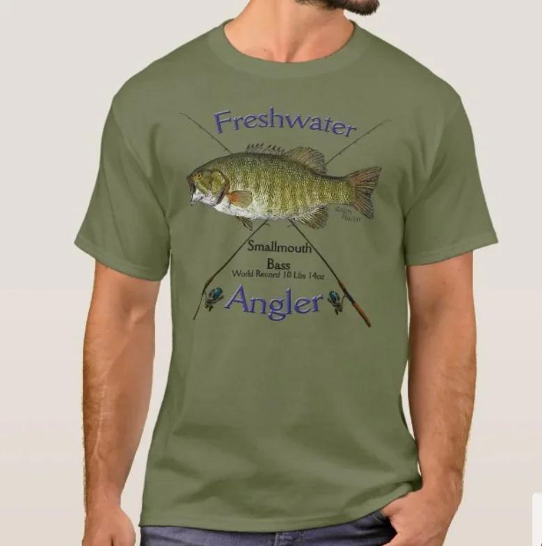 Smallmouth Bass Freshwater Fishing Fisherman Angler Gift TShirt Summer Cotton Short Sleeve ONeck Mens T Shirt New S3XL
