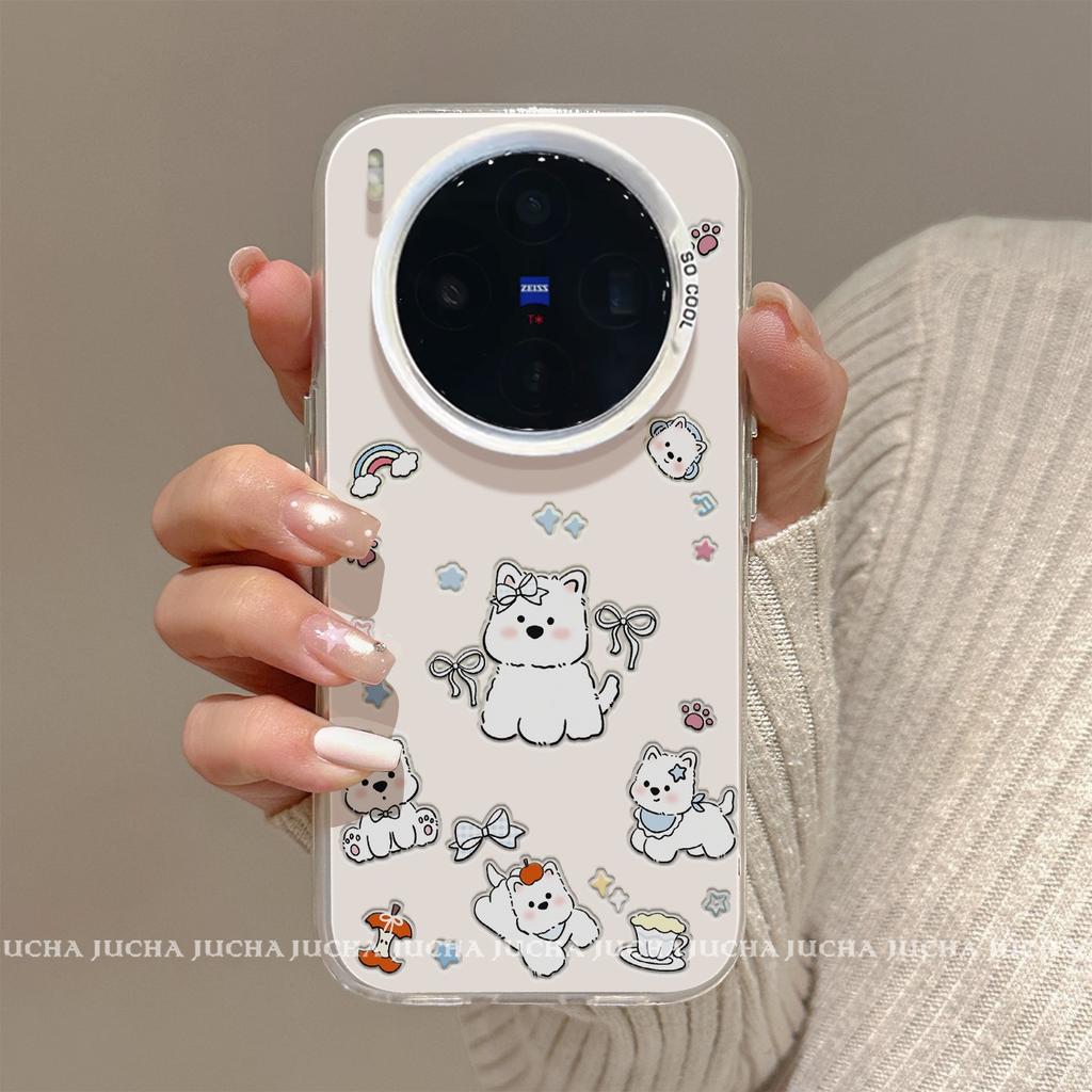 Applicable To Vivox111 Mobile Phone Case Cartoon Ultra All-inclusive Sideband Bracket X111 Creative Female Star West Highland