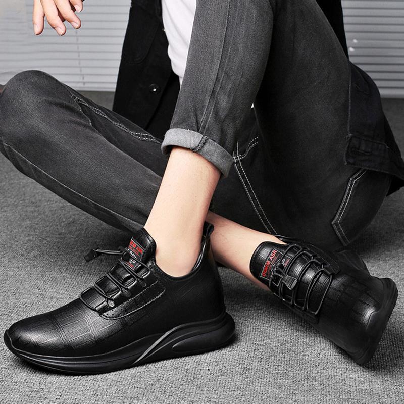 Fashion New Business Genuine Leather Casual Shoes Men Invisible Inner Height 6cm/8cm/10cm Men Sneakers Casual Sneakers Heightening Shoes