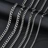 Temel Punk Paslanmaz Çelik 3,5,7mm Curb Küba Kolye Erkekler Kadınlar Için Siyah Altın Renk Link Zinciri Chokers Katı Metal Takı