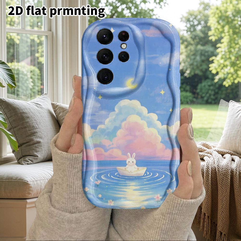 Phone Case: 2D Flat Samsung Galaxy A34 A35 M05 M06 S20 S22 S21 FE Plus 5G Protective Case, Couple Style, Little Rabbit Boat, Christmas and Halloween G