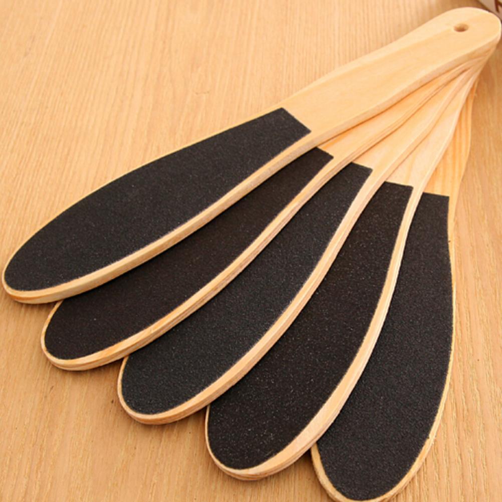 1/5PC Dual-Sided Wooden Handle Foot File Gentle & Effective Callus Remover Exfoliating Pedicure Tool for Smooth Feet Home Use