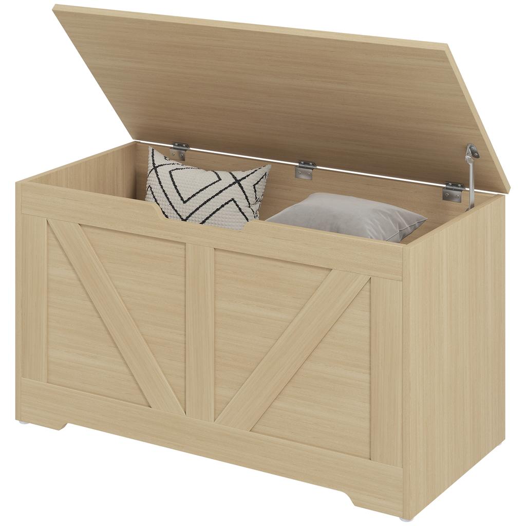Rustic Entryway Storage Chest, 80 x 40 x 45 cm, Natural Wood