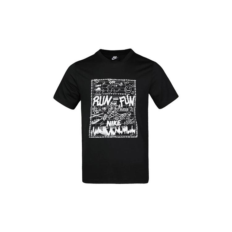 Nike RUN FUN Printing Short Sleeve Black Men s CZ8686-010 M