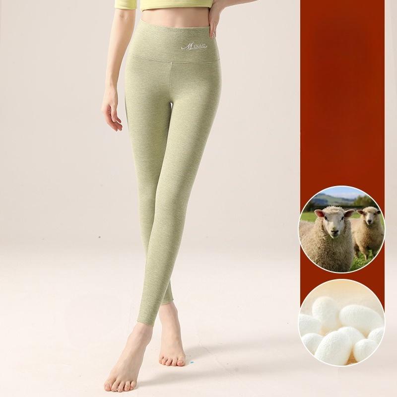 Velvet Leggings Mulberry Silk Seamless Wool Pants Women Winter Thermal Pants High Waist Tummy Control Butt Lift Long Johns