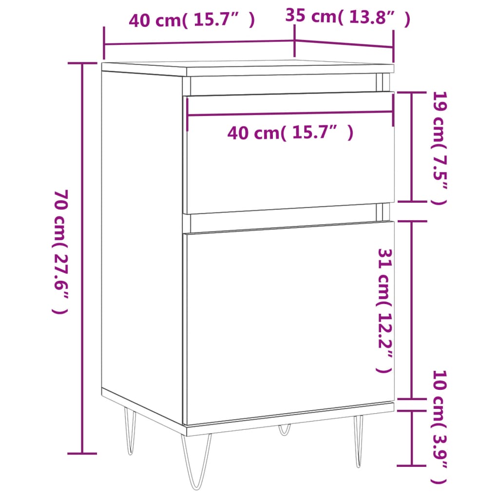 Sideboard Sonoma Oak 40 x 35 x 70 cm Particleboard