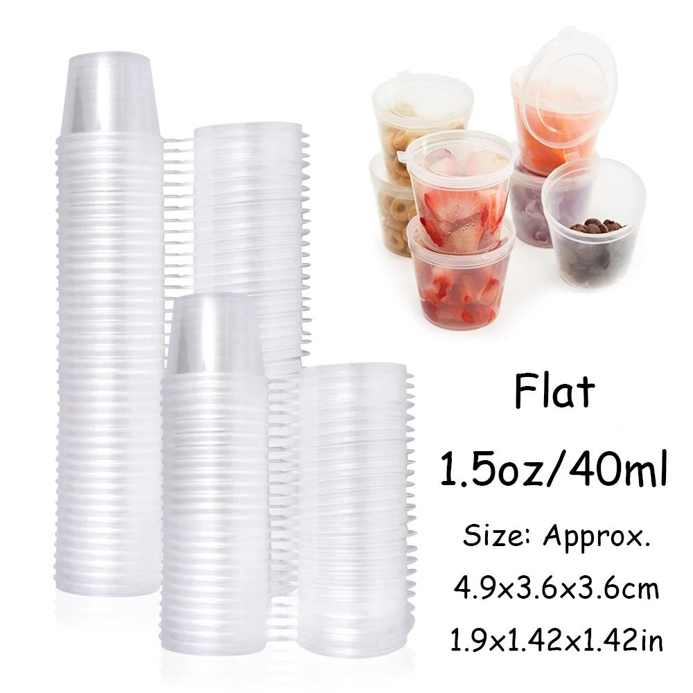 50-100Pcs Clear Plastic Sauce Jars with Lids Small Sauce Cup Disposable Food Containers Sauce Pots for Kitchen Food Storage