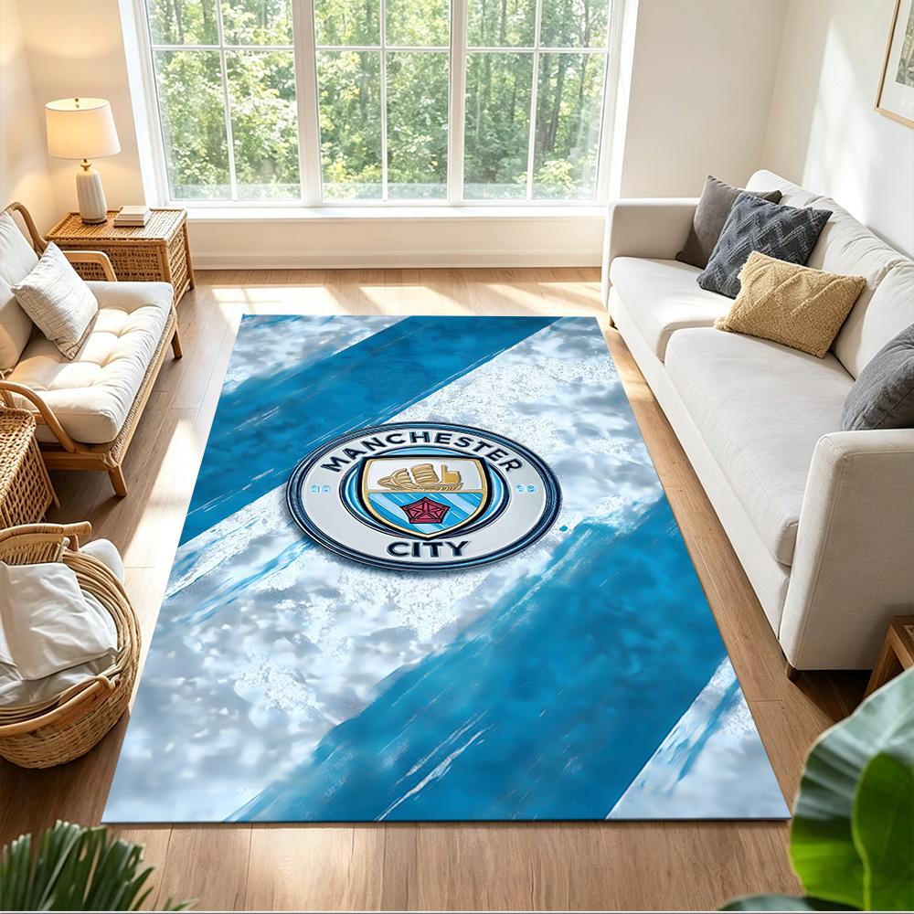 Manchester City Football Club Decorative Area Rug Soft Plush Non-slip Bottom Kitchen & Bathroom Use Fashionable Home Decor Perfect Gift