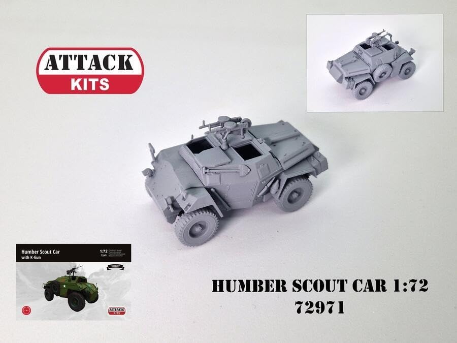 Attack Hobby Kit Humber Armored Car with Vickers K Machine Gun 79th Armoured Division South African 6th Armoured Plastic Model Kit AHK72971 1/72