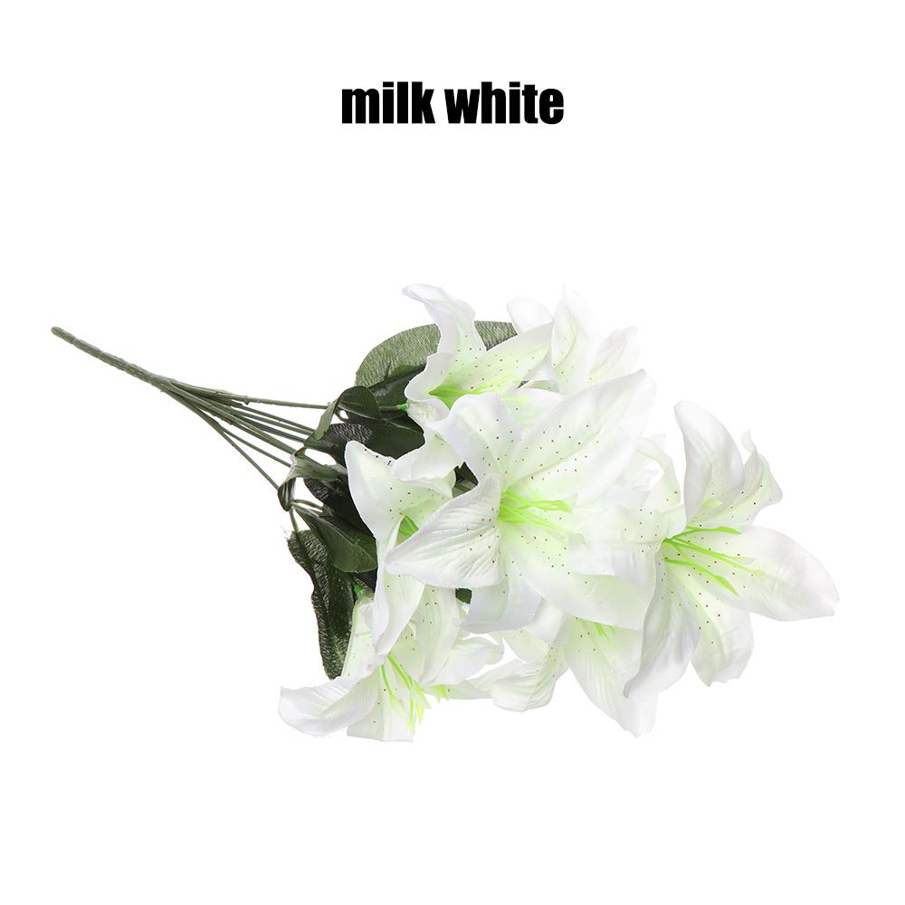 10 Голов Искусственные Шелковые Лилии Цветы Европейские Разноцветные Поддельные Свадебные Цветы Букет Свадьба Дом Вечеринка Декор Цветы молочный белый