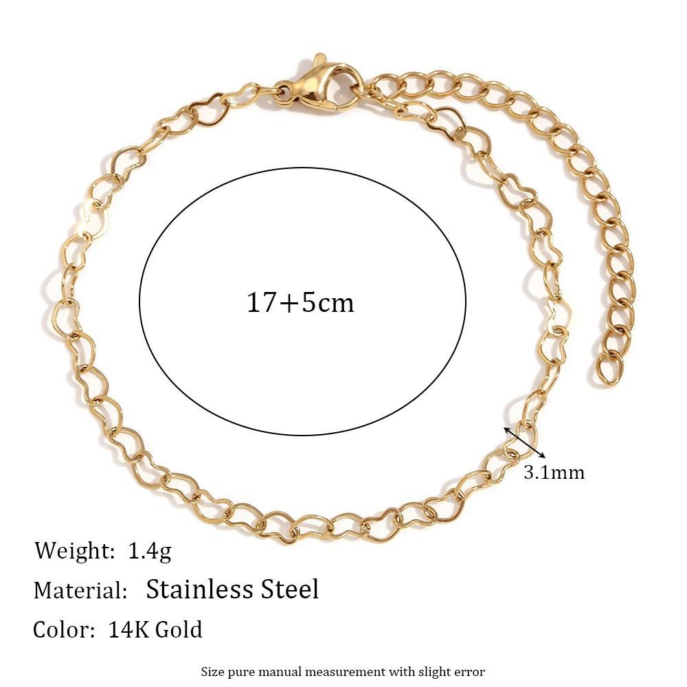 18K Gold-Plated Stainless Steel Paperclip and Rope Chain Bracelet for Women