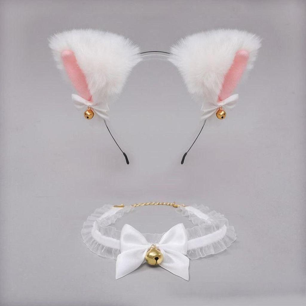 Katzenohren-Glocken-Stirnband & Haarklammer-Set - Festlicher Kopfschmuck