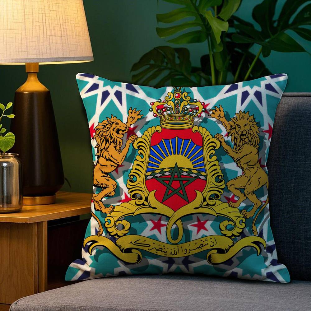 Pillow Case Sofa Living Room Bedroom Doublesided Printing AAlgerian Passport Pattern Square Cushion Nap Time Pillow Case