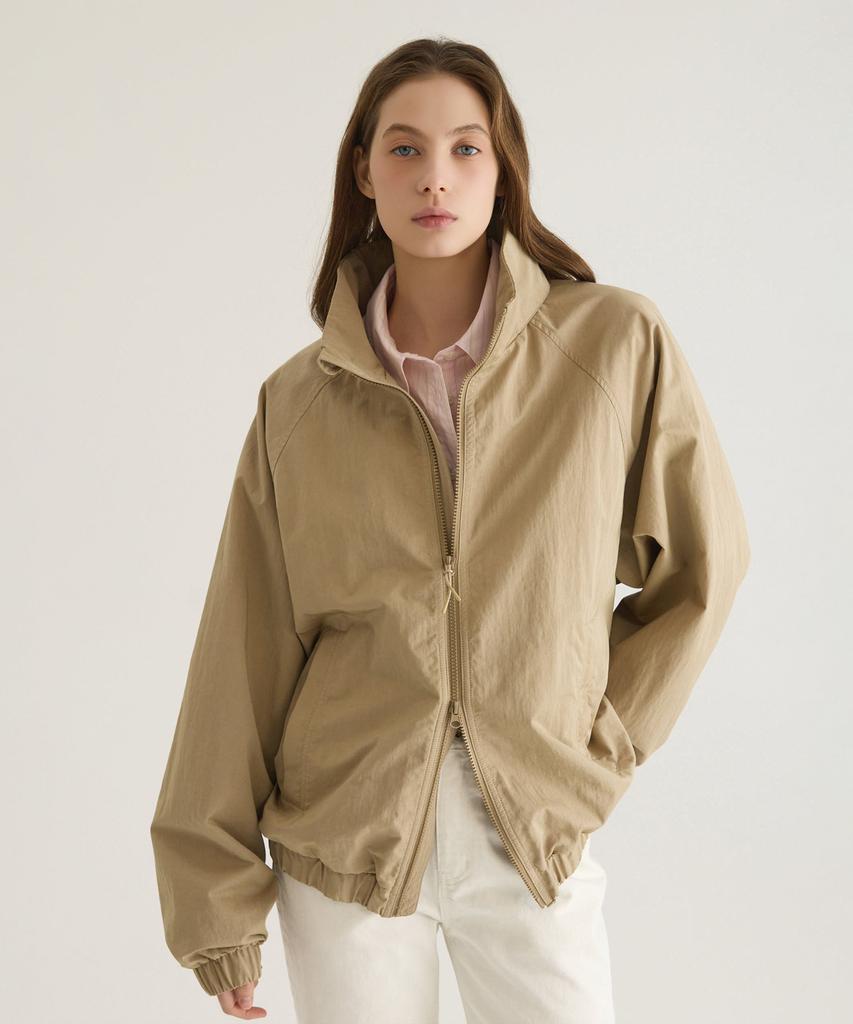 Oatmeal Cafe [Unisex] Cn Washed Windbreaker Jumper - Beige