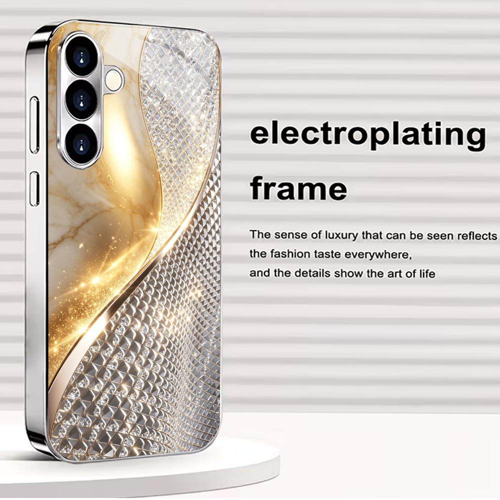Zlatý a stříbrný módní skleněný kryt na telefon s26 ultra kryt s25 ultra kryt pro Samsung Galaxy S26 S25 S24 S23 S22 FE Ultra Plus