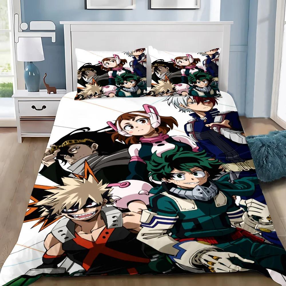 3D Print Cartoon My Hero Academia Bedding Set Soft Comforter Cover With 1/2pcs Pillow Shams For Kids Adults Microfiber
