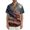 Men's Summer Casual Independence Day Print Short-Sleeve Shirt