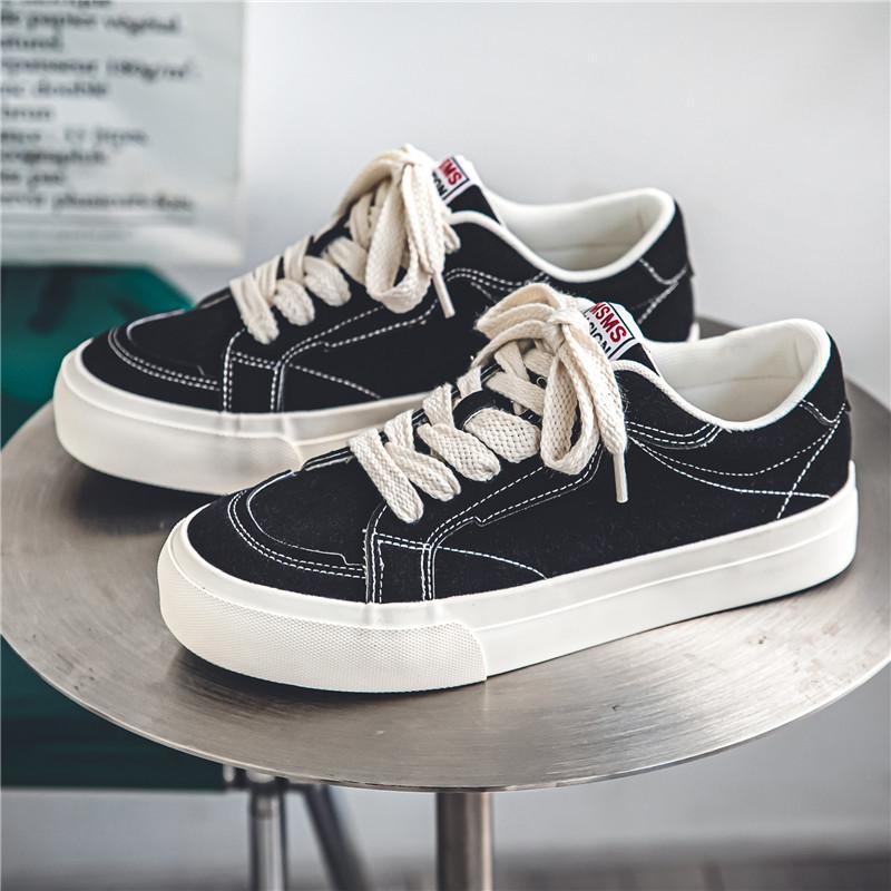 

2025 новая мужская универсальная корейская версия студенческих кроссовок с низким верхом, повседневные модные туфли на плоской подошве, парусиновые туфли 39 чёрный