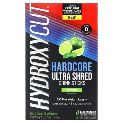 Hardcore Ultra Shred Drink Sticks, Limetten-Mojito, 20er-Pack, 5 g (0,18 Unzen) jeder