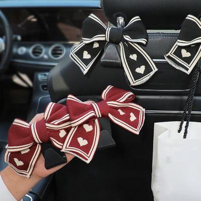 1/2Pcs Car Headrest Hooks Purse Bag Hangers Universal Easy Installation Cute Bow