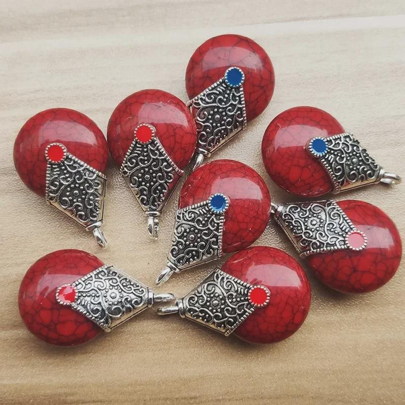 Vintage Tibetan Silver Necklace with Resin Beeswax Pendant and Colorful Bodhi Bead Accessories