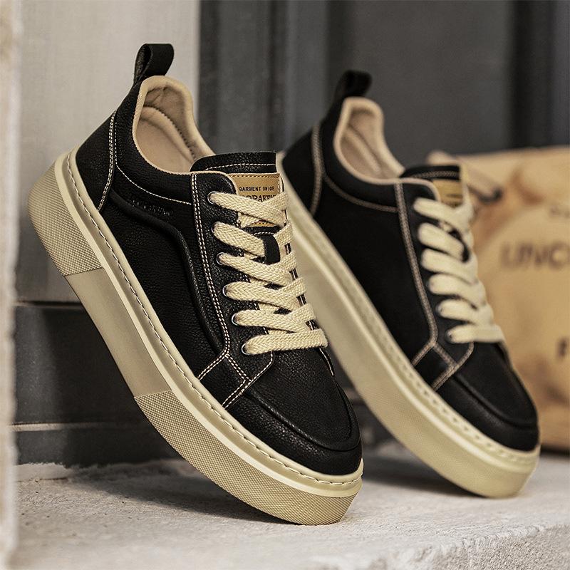 Fashion New Shoes for Men Leather Casual Shoes Trend Flat Skateboard Shoes Fashion Cool Lace-up Sneaker
