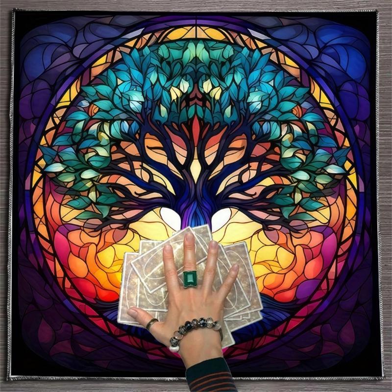 Divinations Tablecloth Circle Tree Astrology Tarots Card Tablecloth Altars Cloth Divinations Board Game Accessory