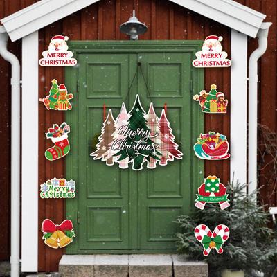 New Christmas Creative Door Hanging Decoration Christmas Scene Party Atmosphere Decoration Paper Pendant Xmas Navidad Gift