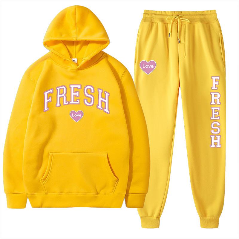 European Size Plus Fashion Printed Sweater Autumn and Winter Fleece Warm Hoodie Casual Sports Women's Suit