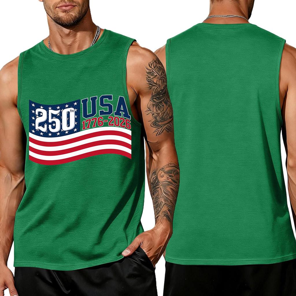 Men's Sleeveless Tank Top Loose Fit Casual Summer Daily Wear Printed Sleeveless Shirt Lightweight Breathable Fabric