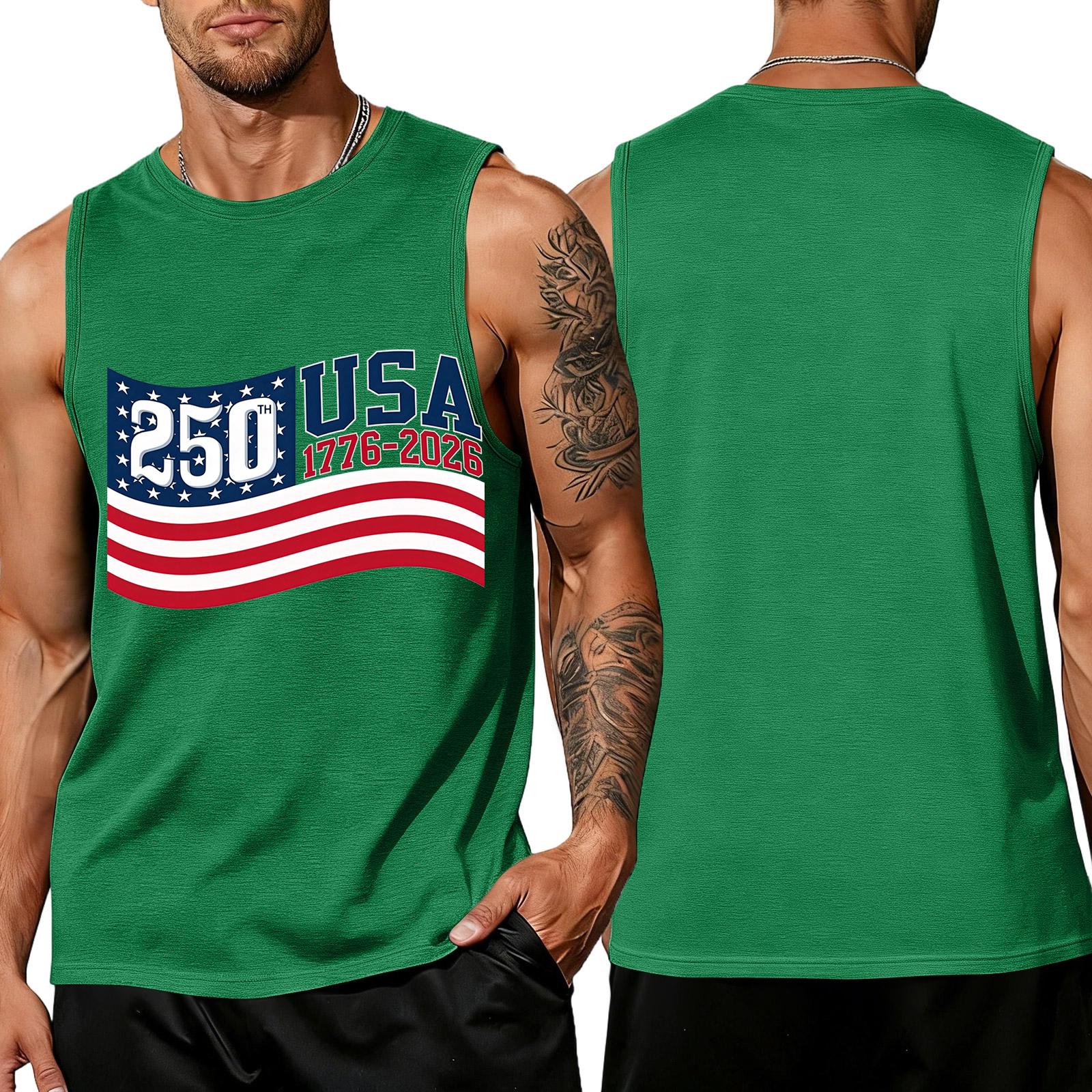 

Men s Sleeveless Tank Top Loose Fit Casual Summer Daily Wear Printed Sleeveless Shirt Lightweight Breathable Fabric XXXXL зелёный
